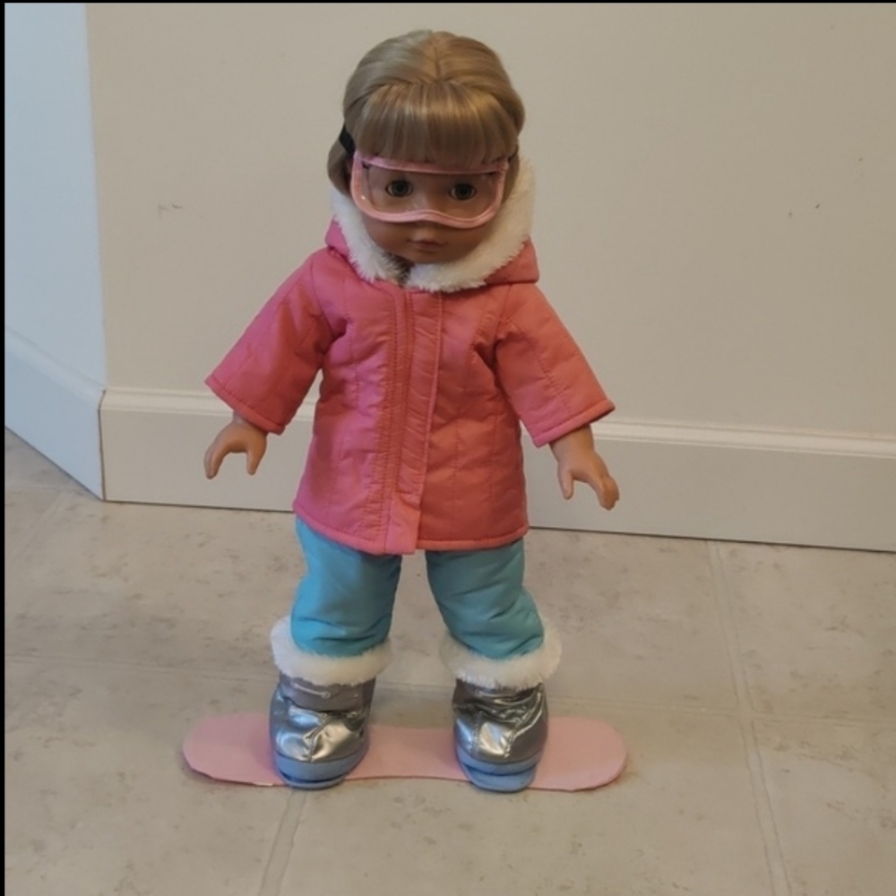 Pottery Barn Kids 18" Doll with Blonde Straight Hair soft body, Snowboarding Y2K